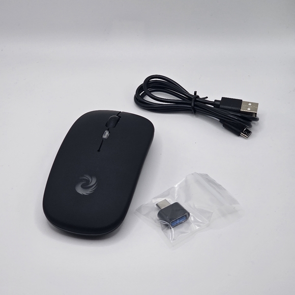 Wireless Bluetooth LED Rechargeable Slim Mouse 2.4G with USB Receiver & Adapter - Picture 4 of 6